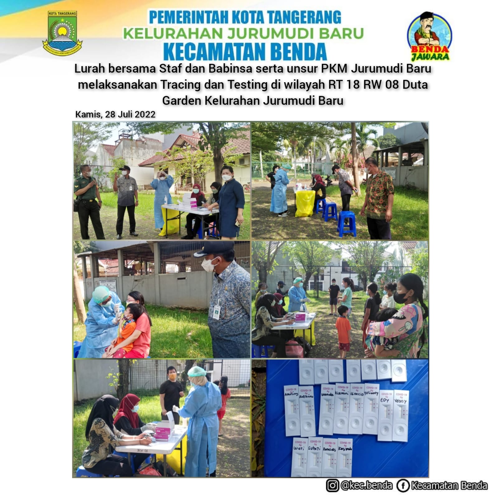 Tracing dan Testing di Wilayah RT 18 RW 08 Kelurahan Jurumudi Baru