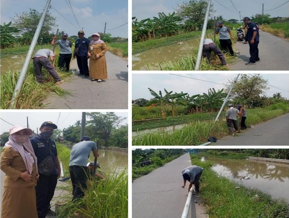 Kasi Ekbang monitoring pekerjaan pergantian tiang baru PJU Tangerang Terang